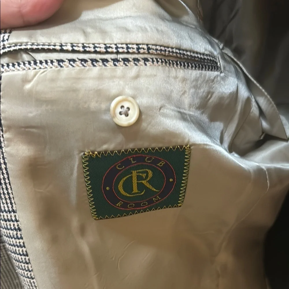 Men’s Club Room 100 % Silk Gingham Classic Blazer Size 44L Jacket! - Picture 10 of 15